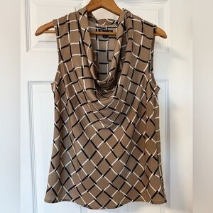 Women's Tan Geometric Sleeveless Top